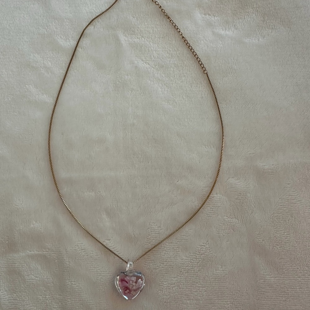 Little Words Project Glass Floral Heart Pendant Necklace
